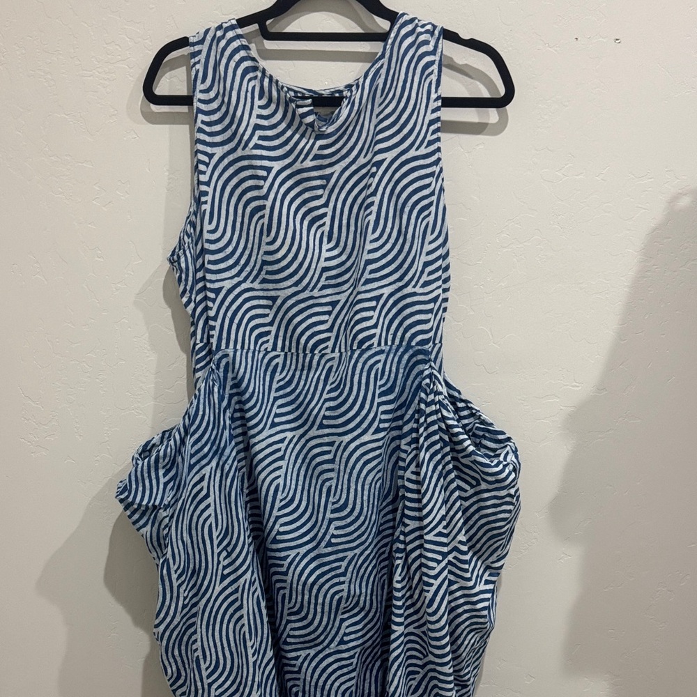 Cost Plus World Market Blue and White Zebra Print cover up/dress